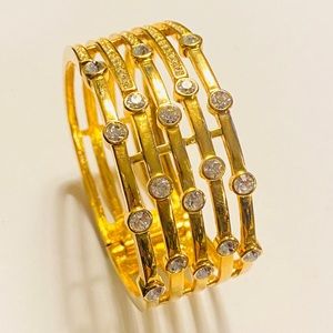 BUTLER Gold Crystals Wide Cuff Bangle Bracelet
